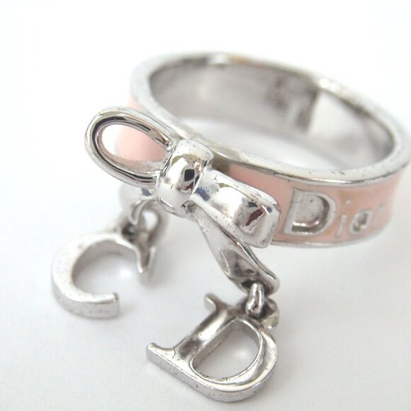 Authentic Christian Dior ribbon ring metal [Used] - Picture 1 of 9